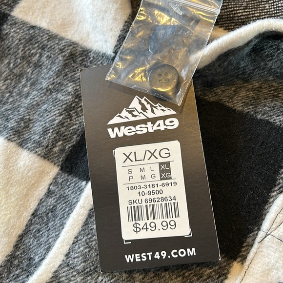 NWT🌟WEST49💫Men’s Black/White Checkered Button-Up Shacket/Hoodie - Picture 9 of 11